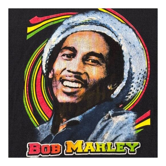 Vintage Bob Marley Graphic T-Shirt Rasta Design Black Short Sleeve Unisex M READ - Picture 2 of 6